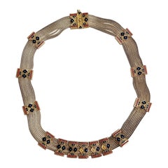 Turkey 925 silver and vermeil enamel necklace multi strand