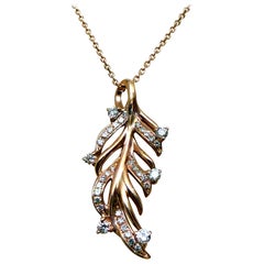 Collana in oro rosa 14k con diamanti da 0,22 carati, lunga 18 pollici e timbrata