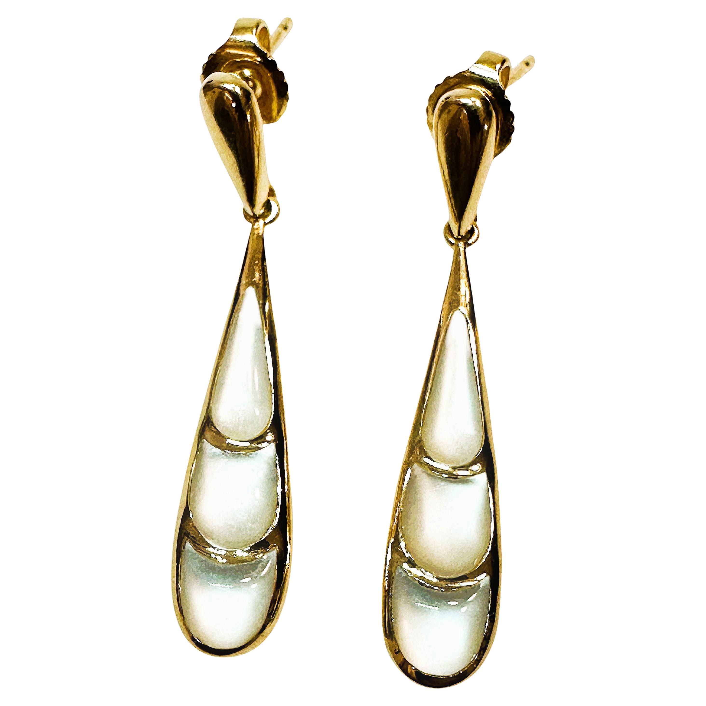 Kabana - Boucles d'oreilles à pampilles en or jaune 14k et nacre