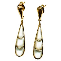 Kabana 14k Yellow Gold Mother of Pearl Post Dangle Earrings