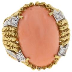 Luise Coral Diamond Gold Ring