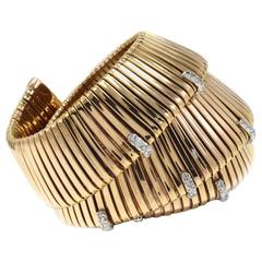Luise Sapphire Diamond Gold Cuff Bracelet