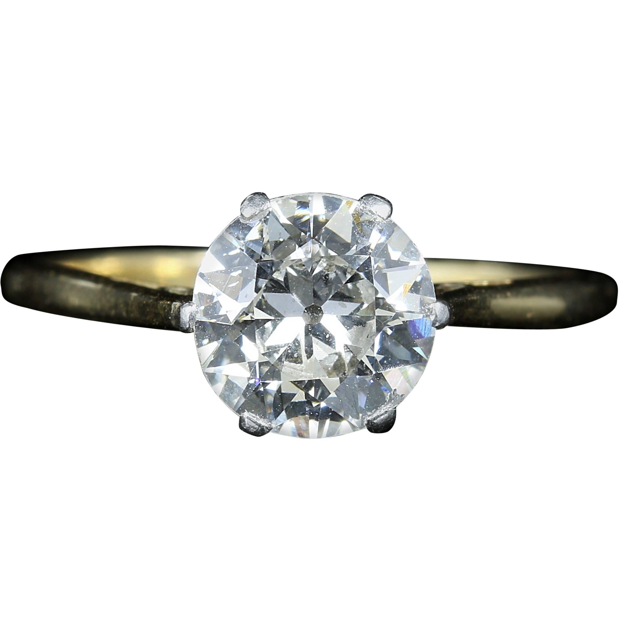 Antique Victorian 1.60 Carat Diamond in 18 Carat Gold Diamond Solitaire Ring