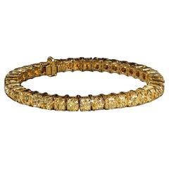 LEGACY 60 Carat  Fancy Yellow Cushion Cut natural diamonds Tennis bracelet GIA