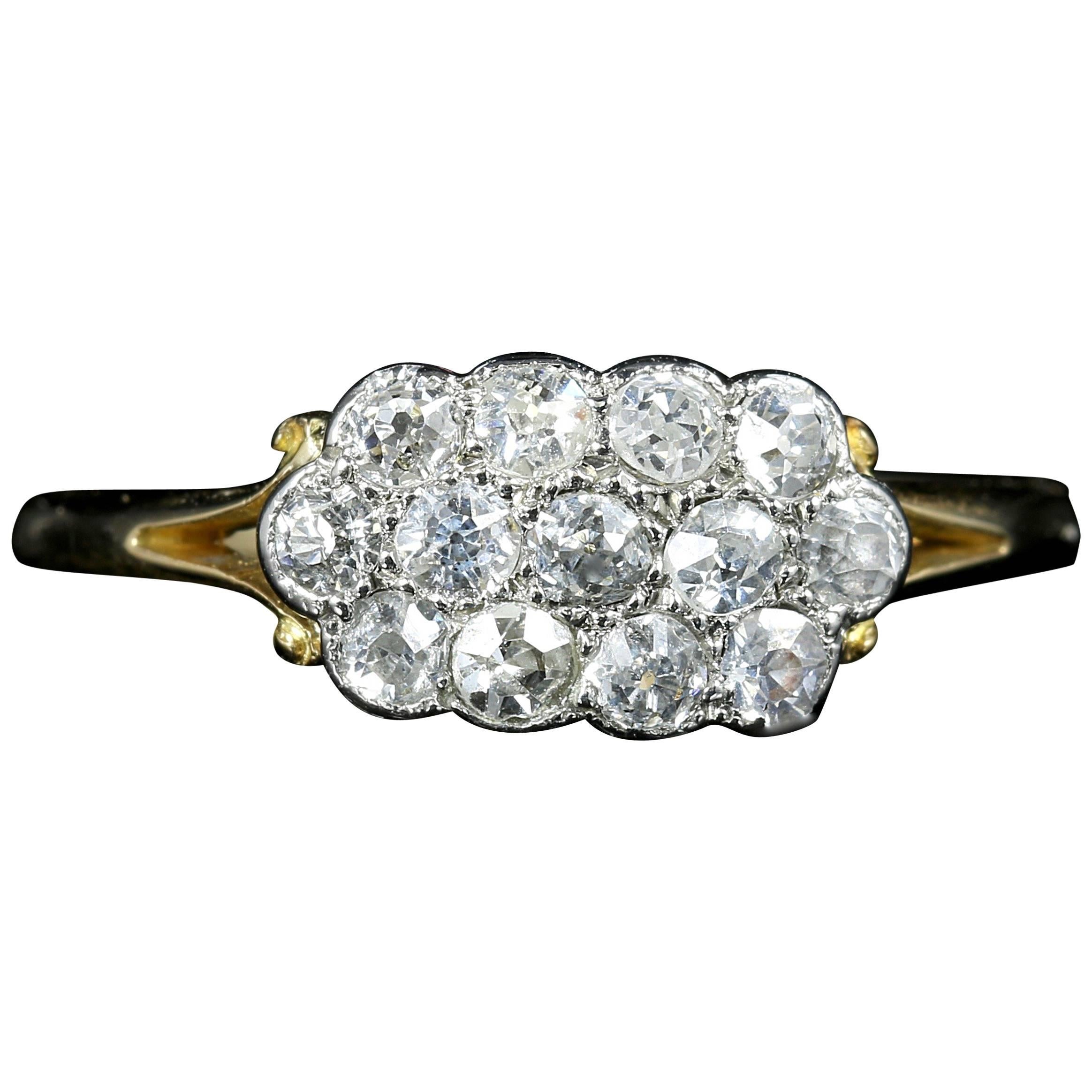 Antique Victorian Diamond Cluster Ring 18 Carat Gold, circa 1900