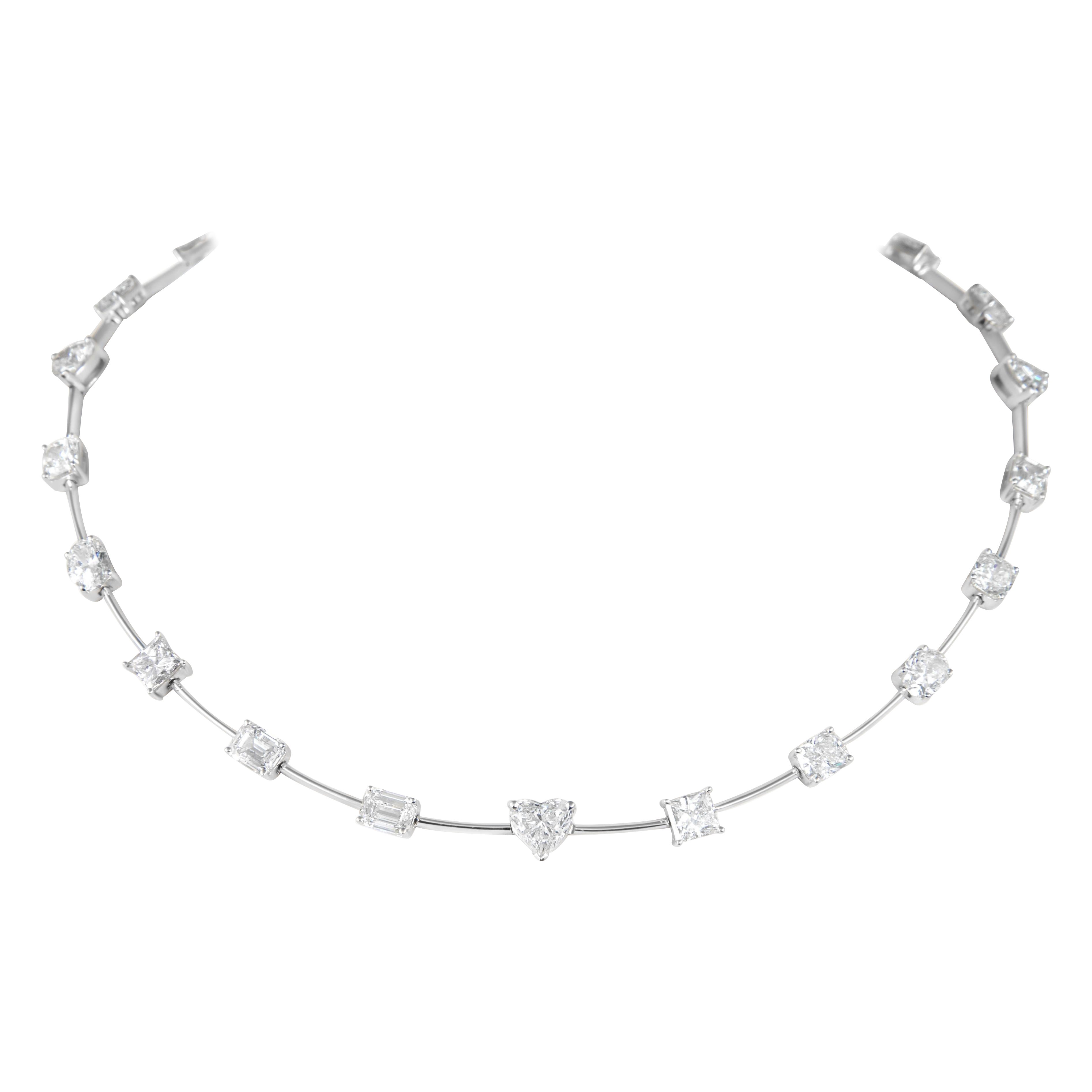 Alexander Beverly Hills GIA 21,69ct Collana Tennis con diamanti misti 18k in vendita