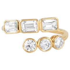 Alexander Beverly Hills 1.68ct Emerald Cut Diamond Bypass Ring 18k Yellow Gold