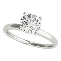 GIA 1.70 Carat Round Classic Solitaire Hidden Halo Platinum Diamond Ring