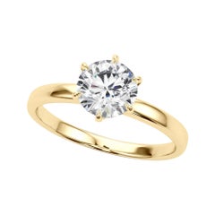 GIA 1.20 Carat Round Solitaire Crown Tulip 18K Yellow Gold Diamond Ring
