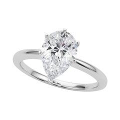 GIA 1.20 Carat Pear Prong Set Solitaire Platinum Diamond Ring