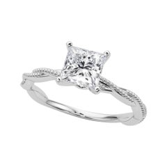 GIA 1.51 Carat Princess Twisted Braided Band 18K White Gold Diamond Ring