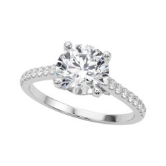 GIA 1.33 Carat Round Pave Hidden Diamond Cathedral Bague diamant en or blanc 18K