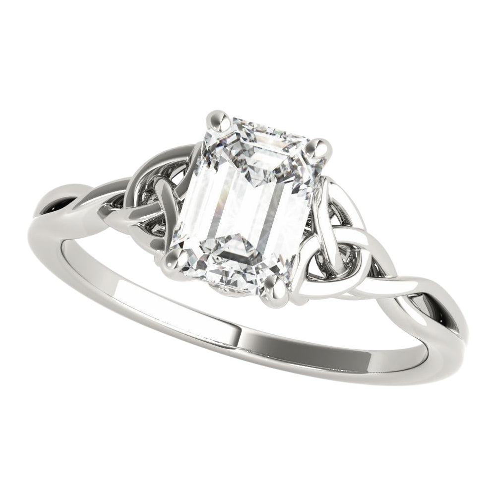 GIA 2,20 Carati Nodo Celtico Smeraldo Solitario Anello con Diamante in Platino in vendita