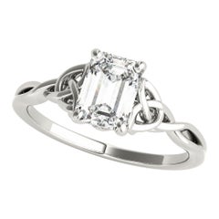 GIA 2.20 Carat Celtic Knot Emerald Solitaire Platinum Diamond Ring