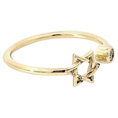 Diamond Star of David 9 Karat Yellow Gold Bespoke British Made Faith Ring