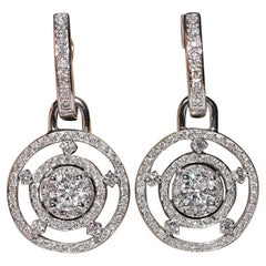 Vintage Circa 1990s 14k White Gold Natural Diamond Decorated Drop Earring