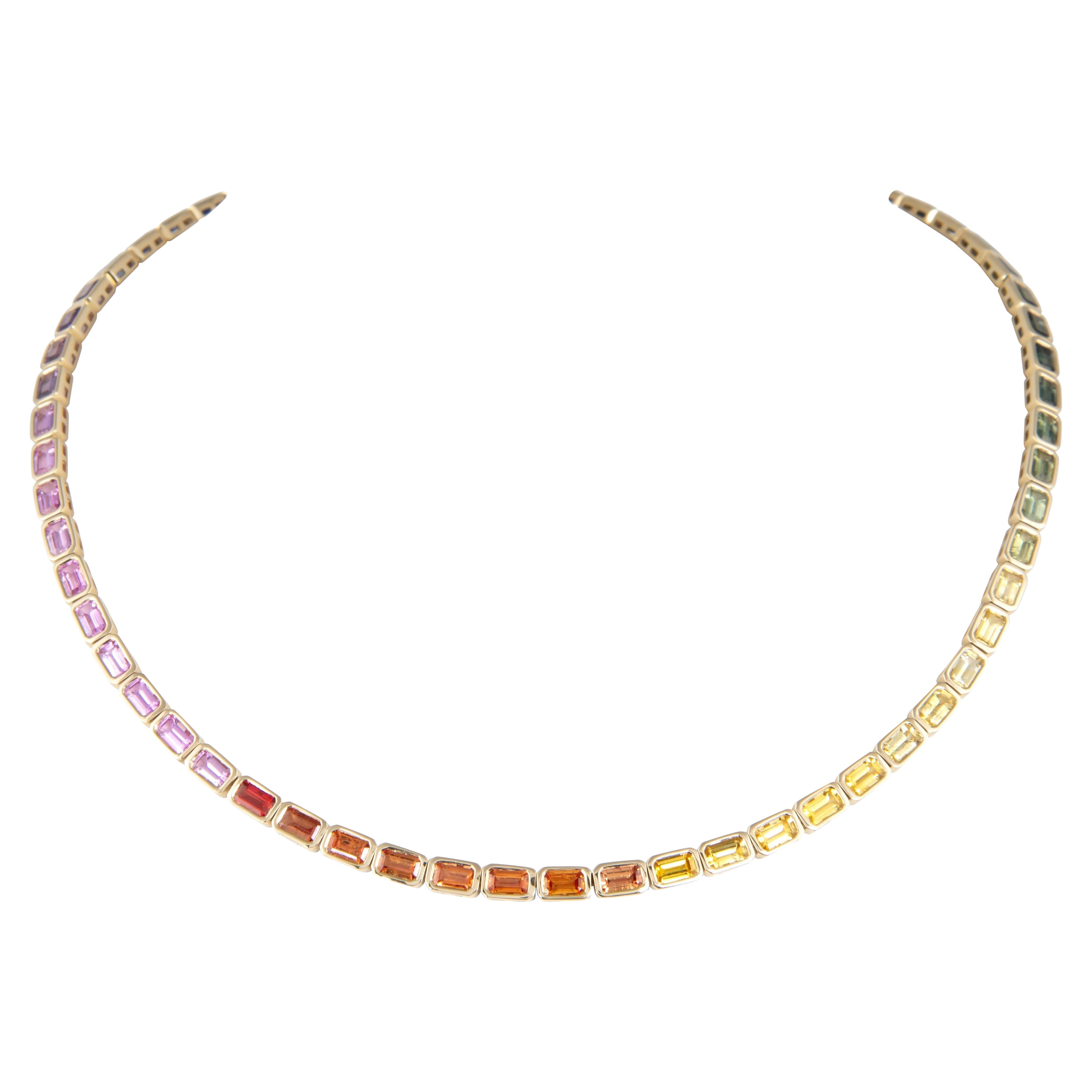 Alexander Beverly Hills Collar de oro con zafiro arco iris talla esmeralda de 17,85 ct en venta