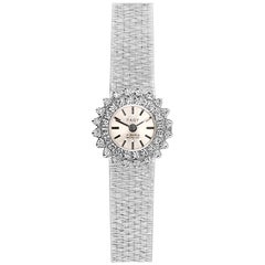 Vintage Pagy Ladies White Gold Diamond Manual Wristwatch 1960s 