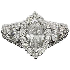 Spectacular Marquise Diamond Halo White Gold Engagement Ring