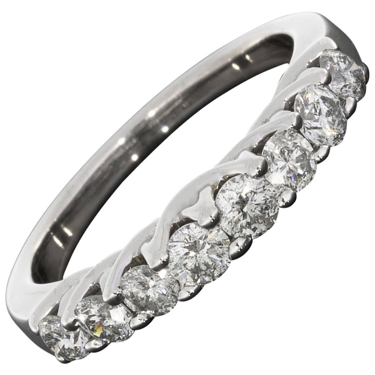White Gold 8 Round Diamond Woven Shared Prong Wedding Band Anniversary Ring