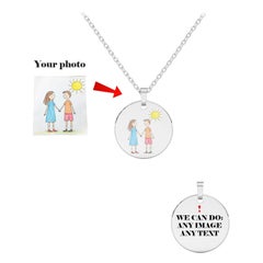 Personalisierte Ihr Foto Anhänger in 925 Silber - Custom Child's Kunstwerk Halskette
