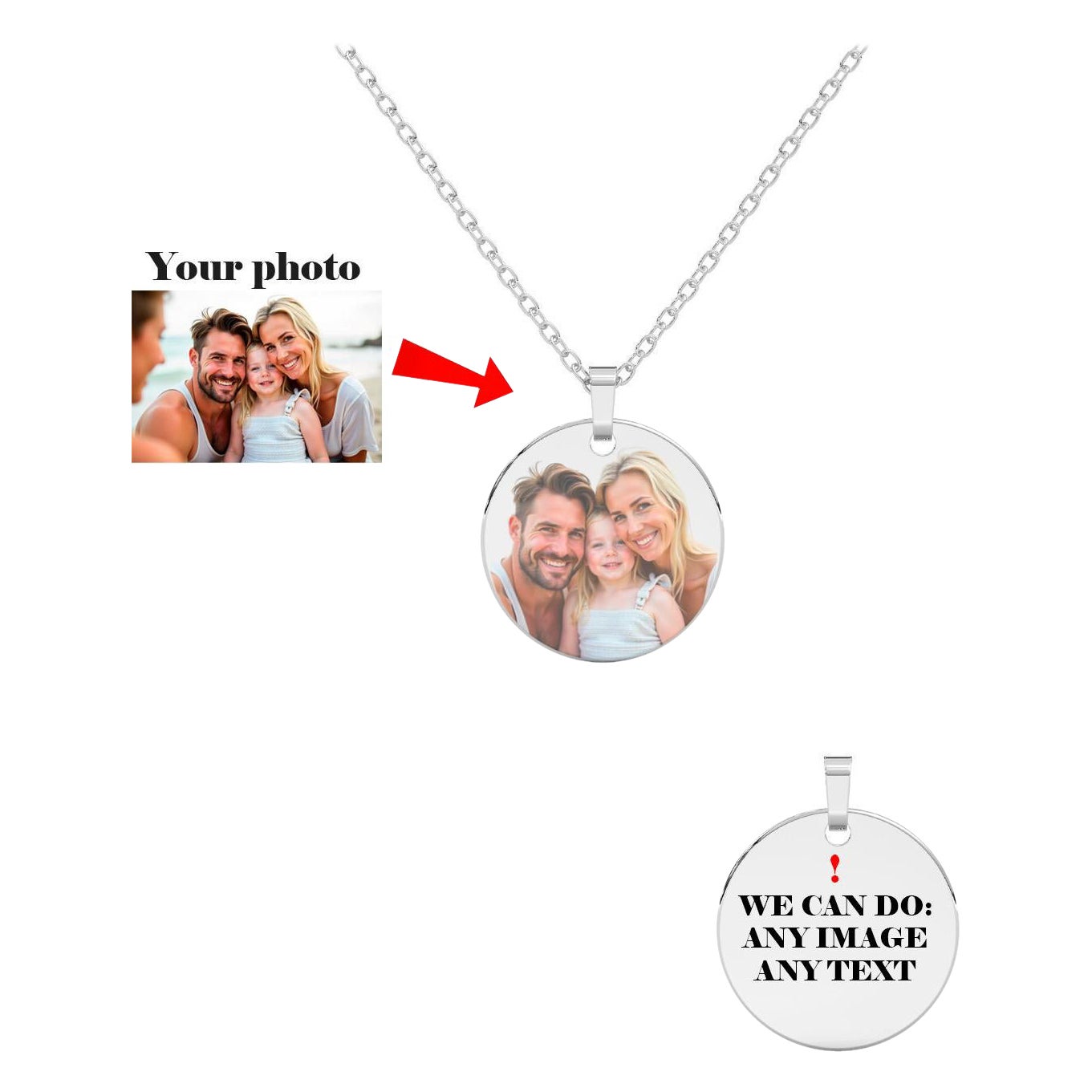 Personalisierte Ihr Foto Anhänger in 925 Silber - Custom Family Portrait Halskette