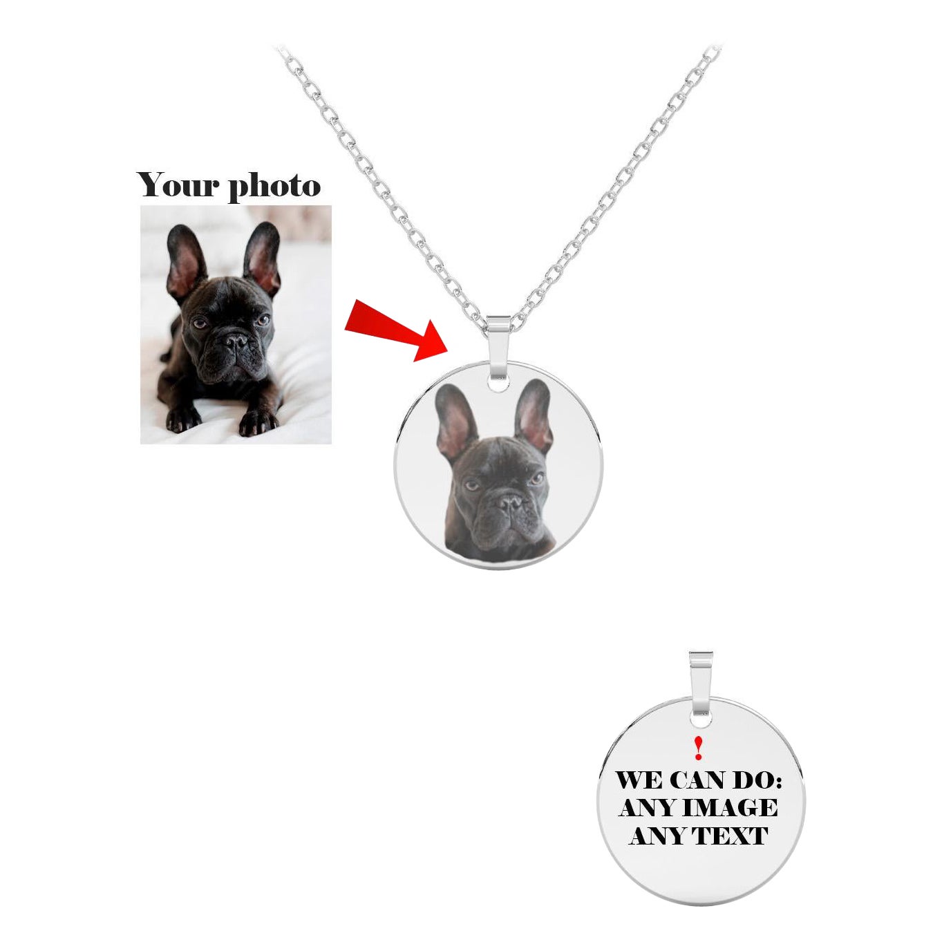 Personalisierte Ihr Foto Anhänger in 925 Silber - Custom Pet Portrait Halskette