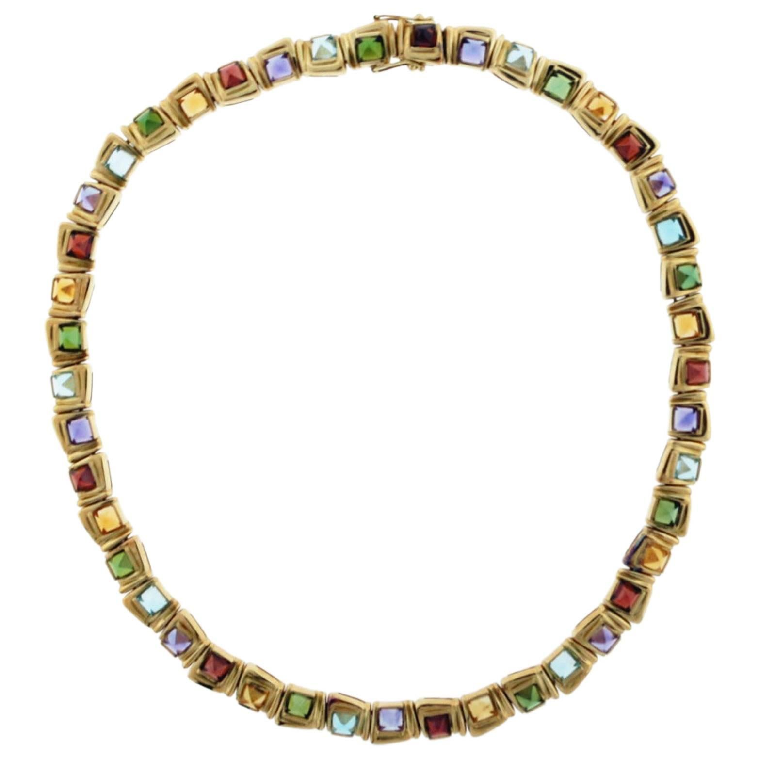 H. STERN Cobblestone Multi Stone Choker Necklace For Sale