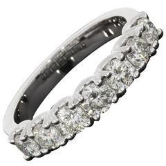 Custom White Gold Seven Round Diamond Prong Set Wedding Band Anniversary Ring