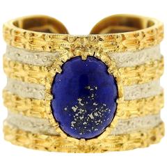 Mario Buccellati Lapis Lazuli Two Color Gold Wide Band Ring 7