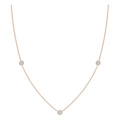 Angara Natural Bezel-Set Round Diamond Kette Halskette in 14K Rose Gold