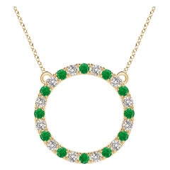 Angara Natural 1,2 ct Smaragd und Diamant Eternity-Anhänger in 14K Gelbgold