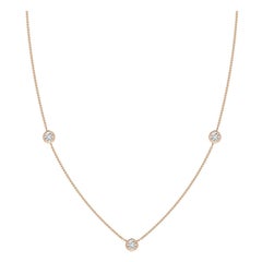Angara Natural Bezel-Set Round Diamond Kette Halskette in 14K Rose Gold