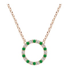 Angara Natürlicher Smaragd und Diamant Kreis Eternity-Anhänger in 14K Rose Gold