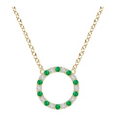 Angara Natürlicher Smaragd und Diamant Kreis Eternity-Anhänger in 14K Gelbgold