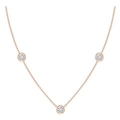 Angara Natural Lünette-Set Runde 1,5 ct Diamant Kette Halskette in 14K Rose Gold