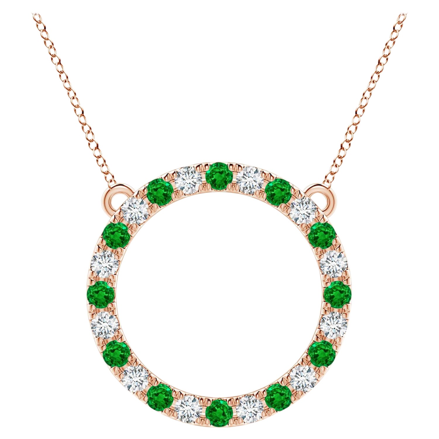 Angara Pendentif éternité en or rose 14K avec émeraude et diamant de 1,2 ct naturel