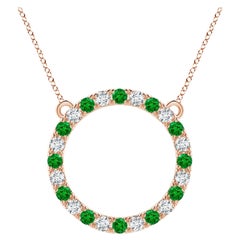 Angara Natural 1,2 ct Smaragd und Diamant Eternity Anhänger in 14K Rose Gold