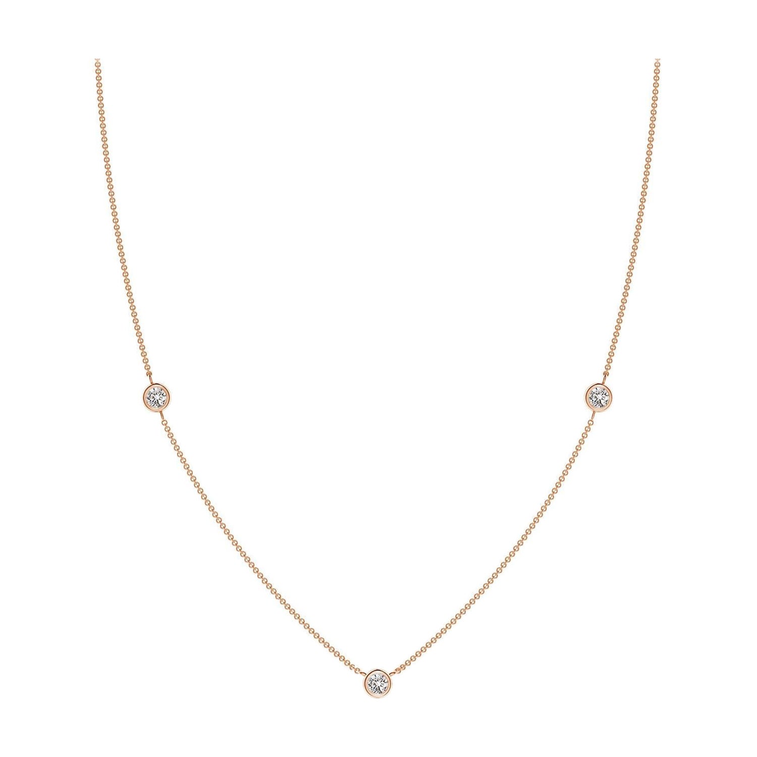 Collana a catena con diamanti rotondi incastonati Nature di Angara in oro rosa 14K