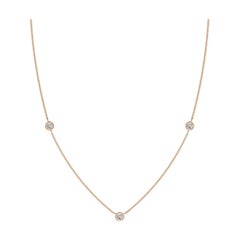 Collana a catena con diamanti rotondi incastonati Nature di Angara in oro rosa 14K