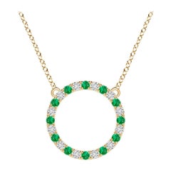 Pendentif d'éternité en or jaune 14K avec émeraude naturelle et diamant Angara