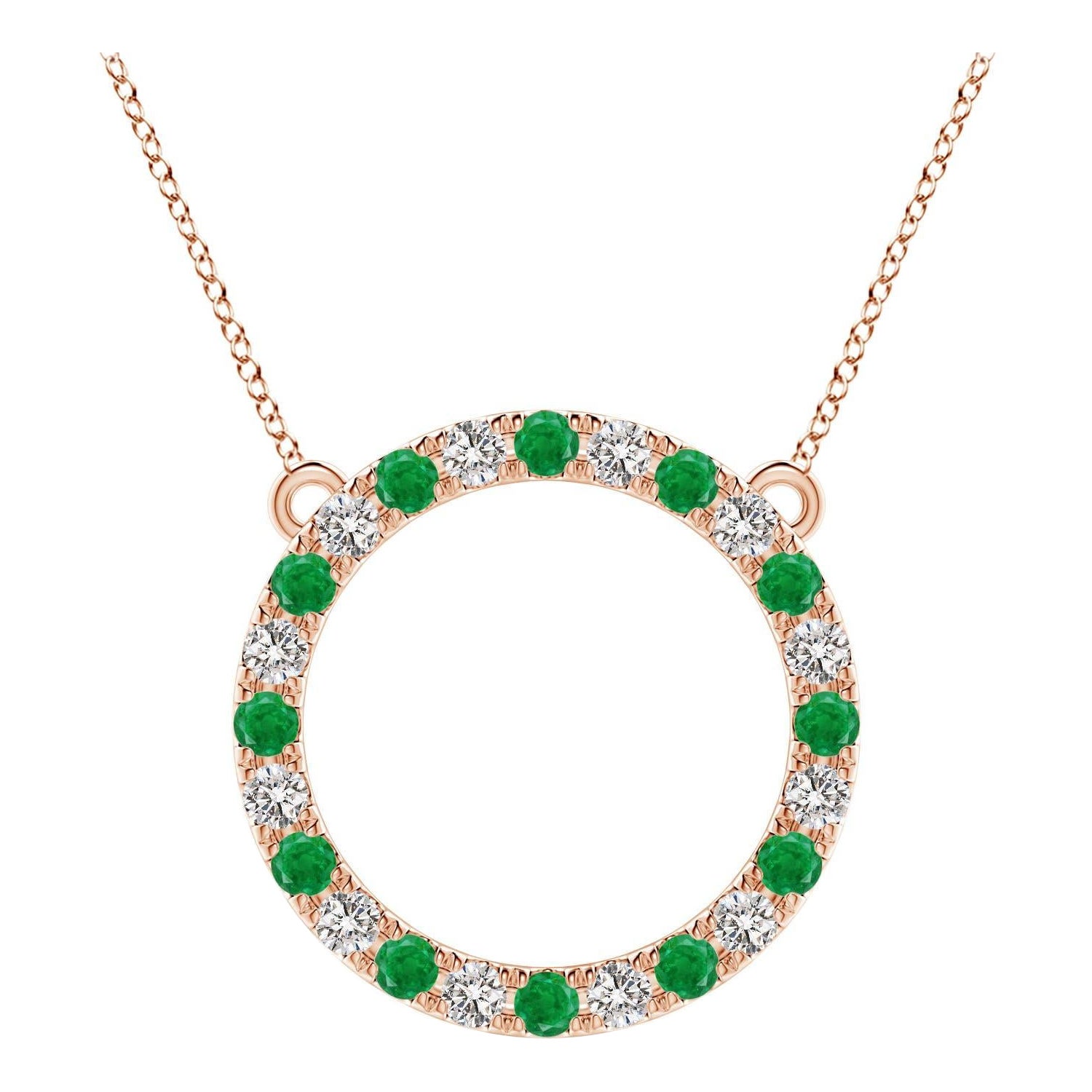 Angara Pendentif éternité en or rose 14K avec émeraude et diamant de 1,2 ct naturel