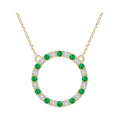 Pendentif d'éternité en or jaune 14K avec émeraude naturelle et diamant Angara