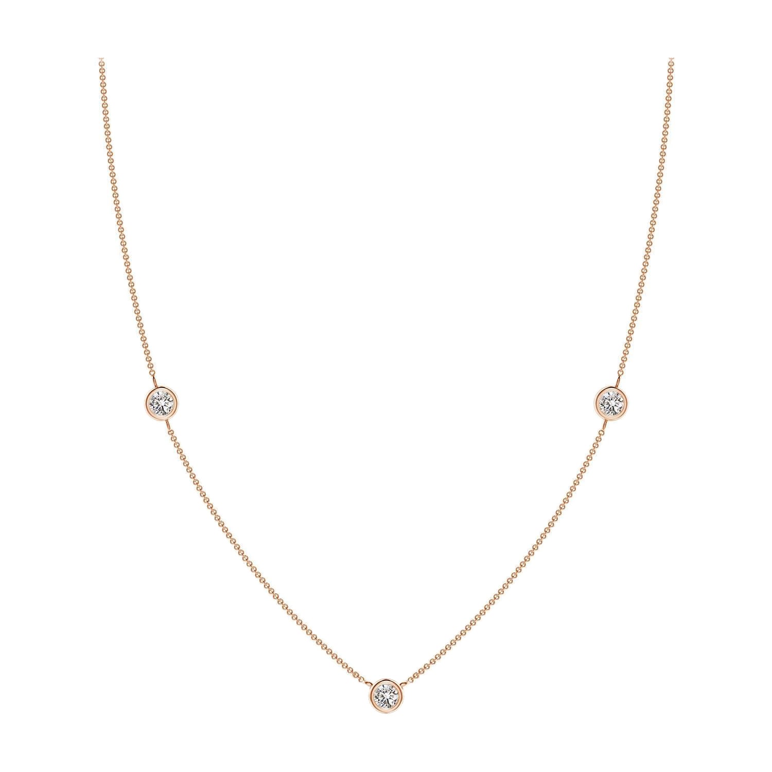 Collana a catena con diamanti rotondi incastonati Nature di Angara in oro rosa 14K