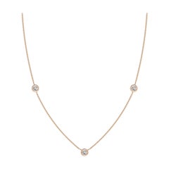 Collana a catena con diamanti rotondi incastonati Nature di Angara in oro rosa 14K