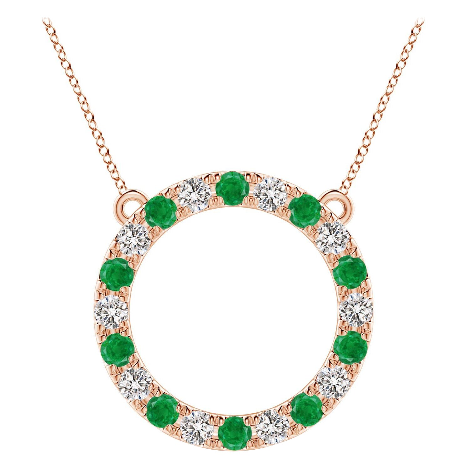 Angara Pendentif éternité en or rose 14K avec émeraude et diamant de 1,5 ct naturel