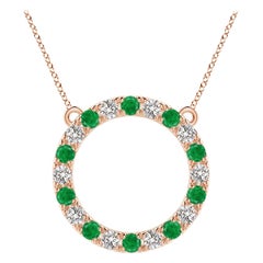Angara Pendentif éternité en or rose 14K avec émeraude et diamant de 1,5 ct naturel