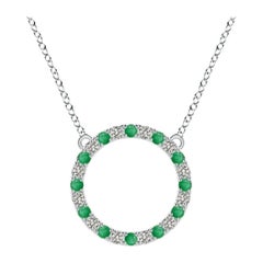 Pendentif d'éternité en or blanc 14K avec émeraude naturelle et diamant Angara