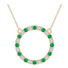 Pendentif d'éternité en or jaune 14K avec émeraude et diamant de 1,2 ct de couleur naturelle Angara