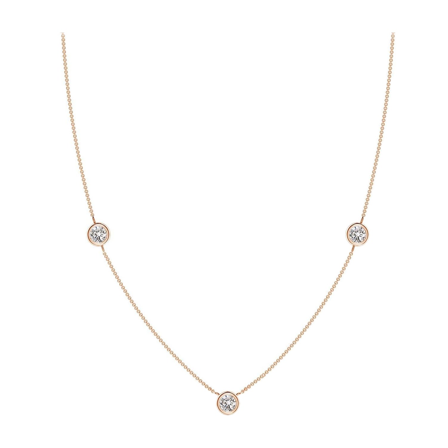 Collana a catena con diamanti rotondi incastonati Nature di Angara in oro rosa 14K in vendita